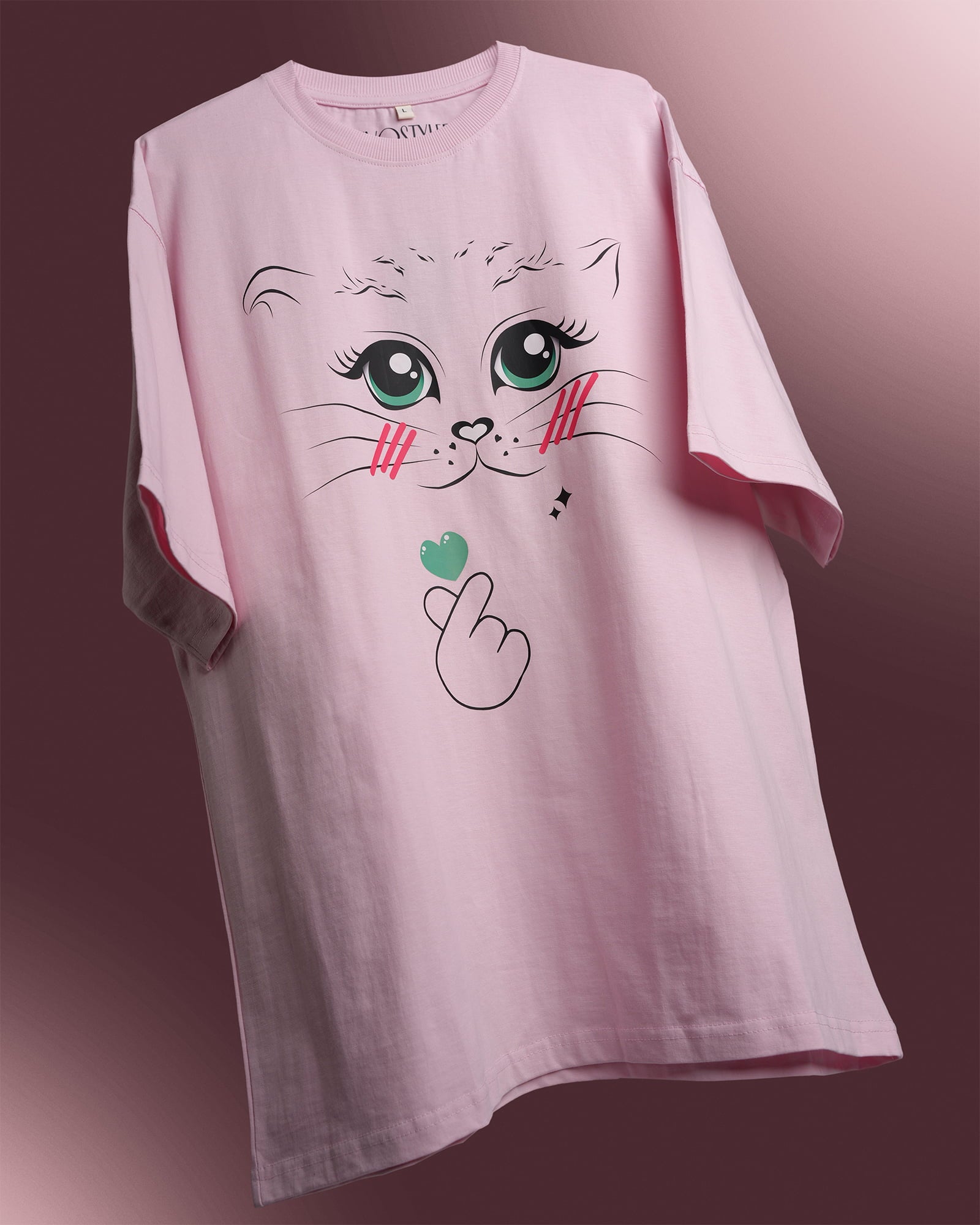 oversized tshirt baby pink for women